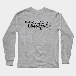 Thankful Hearts Hand Lettered Thanksgiving Long Sleeve T-Shirt